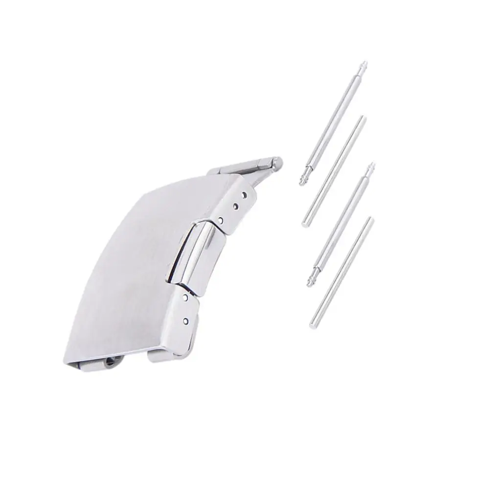 Watch Band Clasp Stainless Steel Fold over Push Button Part for Jewelry Assembly Compatible with 22mm Straps