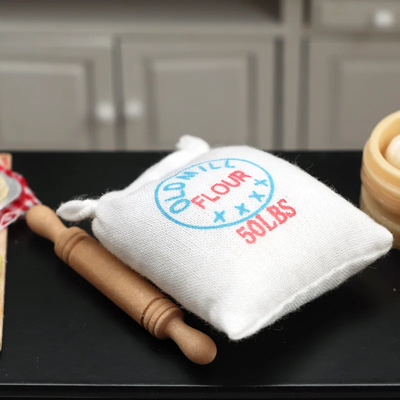 1:12 Dollhouse Miniature Kitchen Scene Accessories 2 Flour Bags 1 Rolling Pin