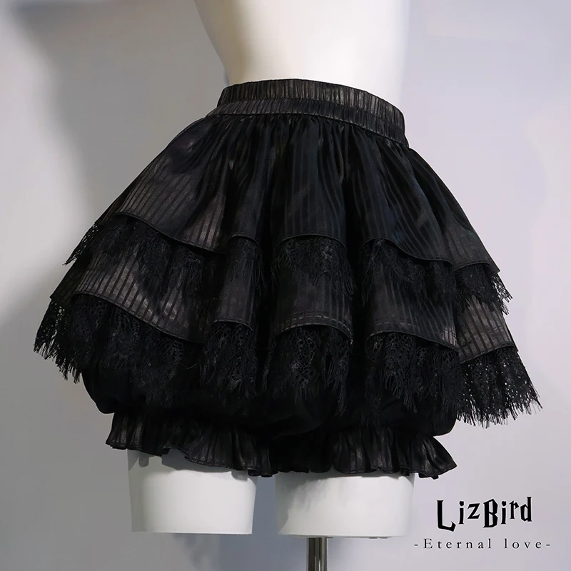 Original Lolita Crinoline Girl's Women Sweet Lace Heavy Industry Elastic Waist Skirt French Elegant Retro Gothic Mini Culottes