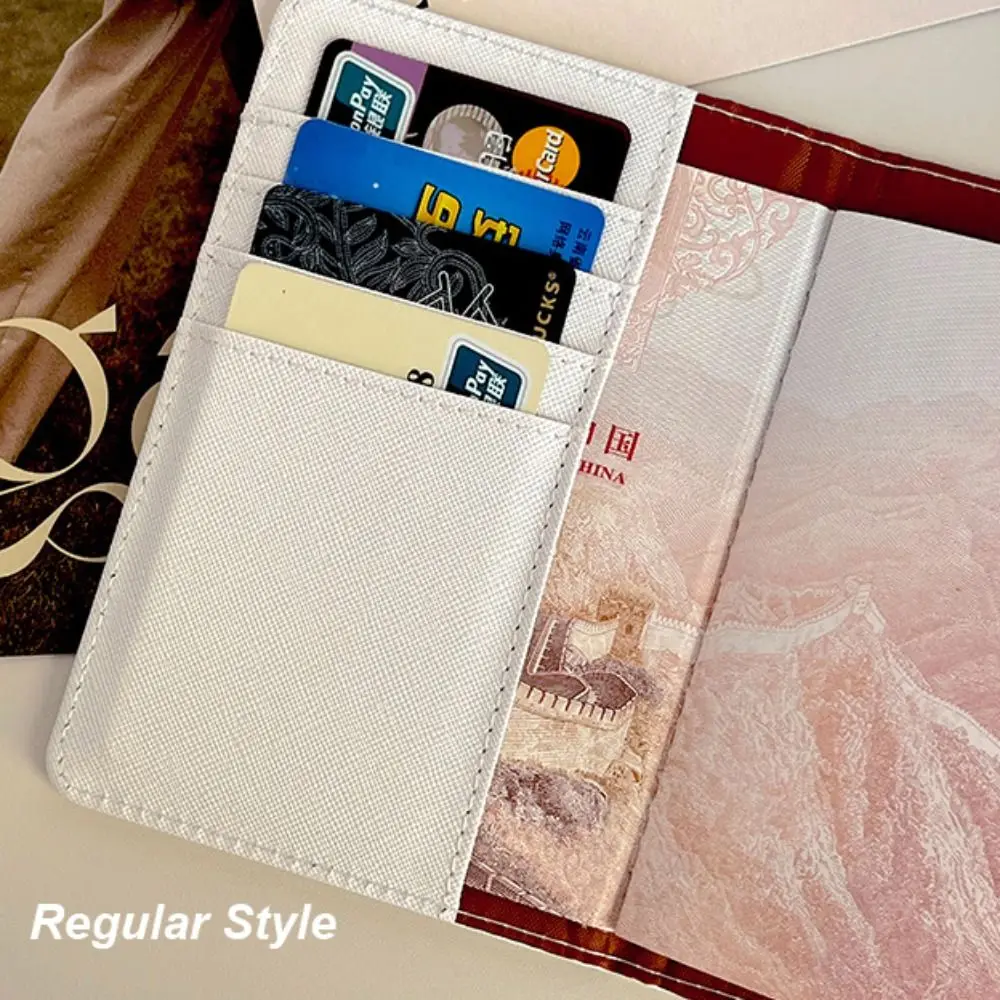 Cute PU Leather Passport Holder Ultra-thin Cartoon Passport Bag Portable Multi-function Credit Card Wallet