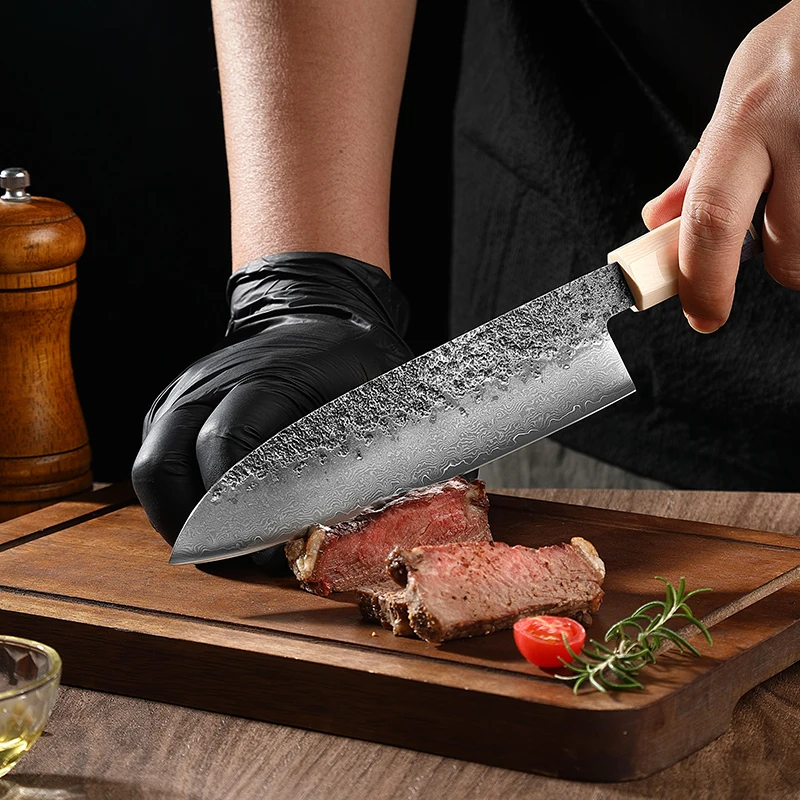 TJ POP 5 Pcs Kitchen Knives Set 67 Layer Damascus Steel Forged Nakiri Santoku Kiritsuke Japanese Chef Knife Stablewood Handle
