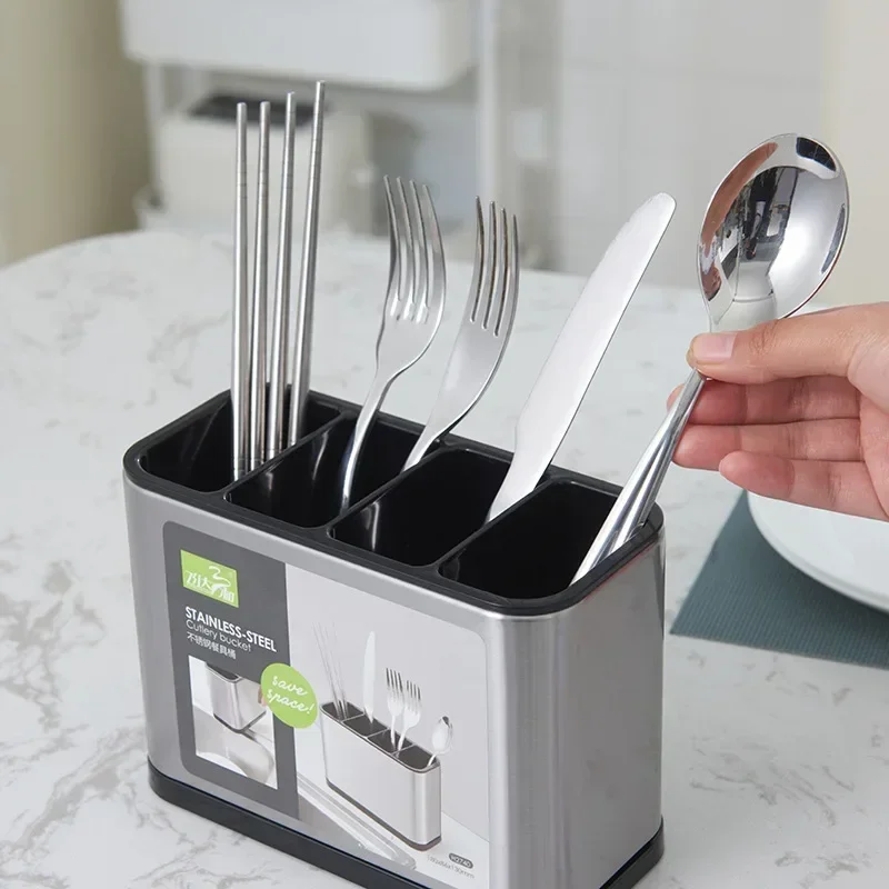 Stainless Steel Cutlery Holder Household Tableware Drainboard Spoon Storage Kitchen Organizer Drainer Dish Drying Rack