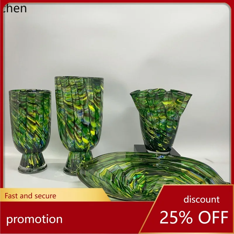 

Hxl stained glass wide-mouth vase, floral arrangement, high-value plates and bowls