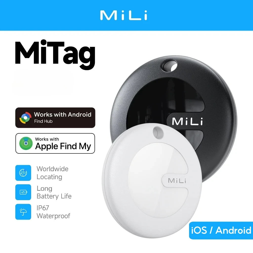 For iOS & Android MiLi MiTag Item Finder Global GPS Tracking Key Finder Pet Locator Find My APP Smart Tag Anti-Lost Device