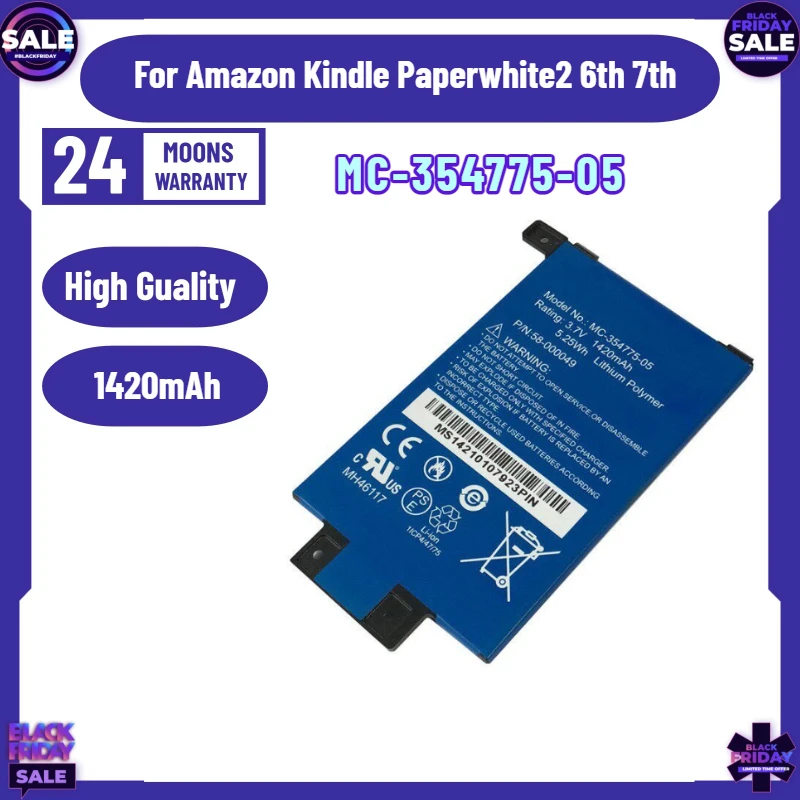New 3.7V 1420mAh MC-354775-05 Battery for Amazon Kindle Paperwhite2 6th 7th Gen 6 DP75SDI S13-R1-S Battery
