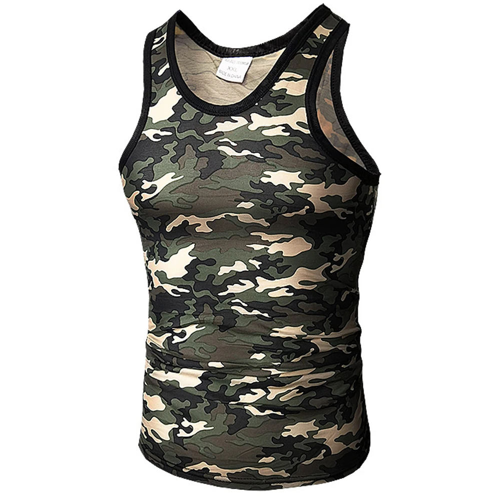 Men Tank Top Military Camo Camouflage Mens Bodybuilding Tank Tops Singlet Clothing Workout Undershirt Stringer Vest Tee