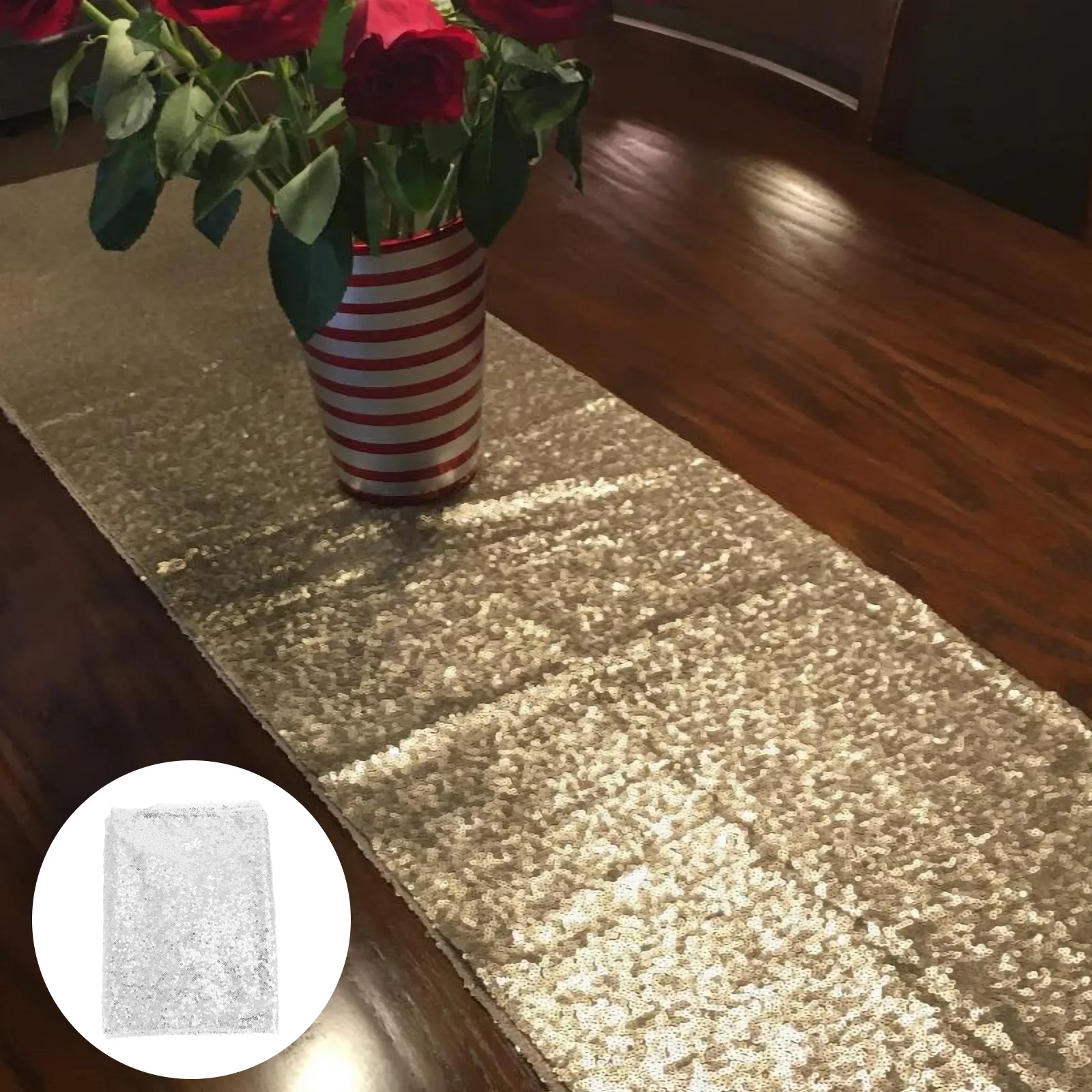 

Glitter Tablecloth Exquisite Home Table Cover Thick Pvc Polyester Decorative Table Runner For Party Wedding Restaurant Kitchen
