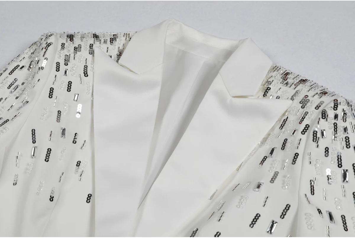 S-3XL Two Color High-quality Fashionable Luxury Color Ding Collar Nail Bead Lapel Long Sleeved Slim Commuter Women's Suit Jacket
