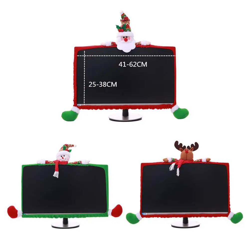 

25-35inch Computer Cover Christmas Decoration Monitor Protector Christmas Decoration Cartoon Display Frame Gift