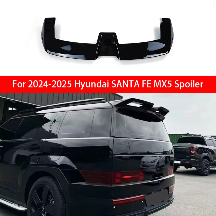 

For 2024-2025 Hyundai SANTA FE MX5 Rear Trunk Lid Roof Spoiler Wings Black Carbon Car Accessories Part