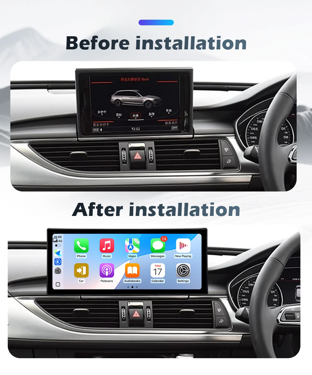 Android 16 Right Hand Drvie For Audi A6 A6L A7 2012 - 2018 Wireless CarPlay Car Multimedia Radio Player DSP Navigation GPS WIFI