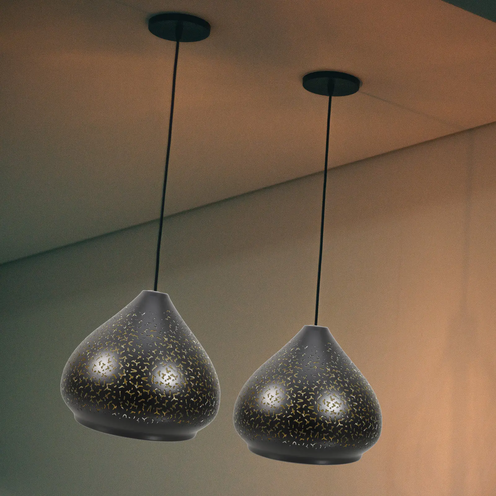 Iron Lamp Shade Hollow Design Pendant Lamp Shade Replacement for Living Room Bedroom Study Office Warm Romantic Light Atmosphere