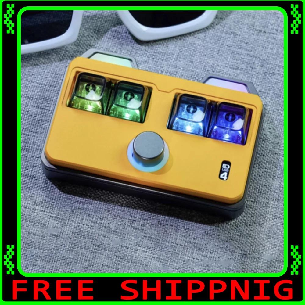 

DOIO KB04-B01 Mechanical Keyboard Bluetooth Wireless With Knob 4 Key Designer Keyboard Aluminum Alloy Customization PS PR Office