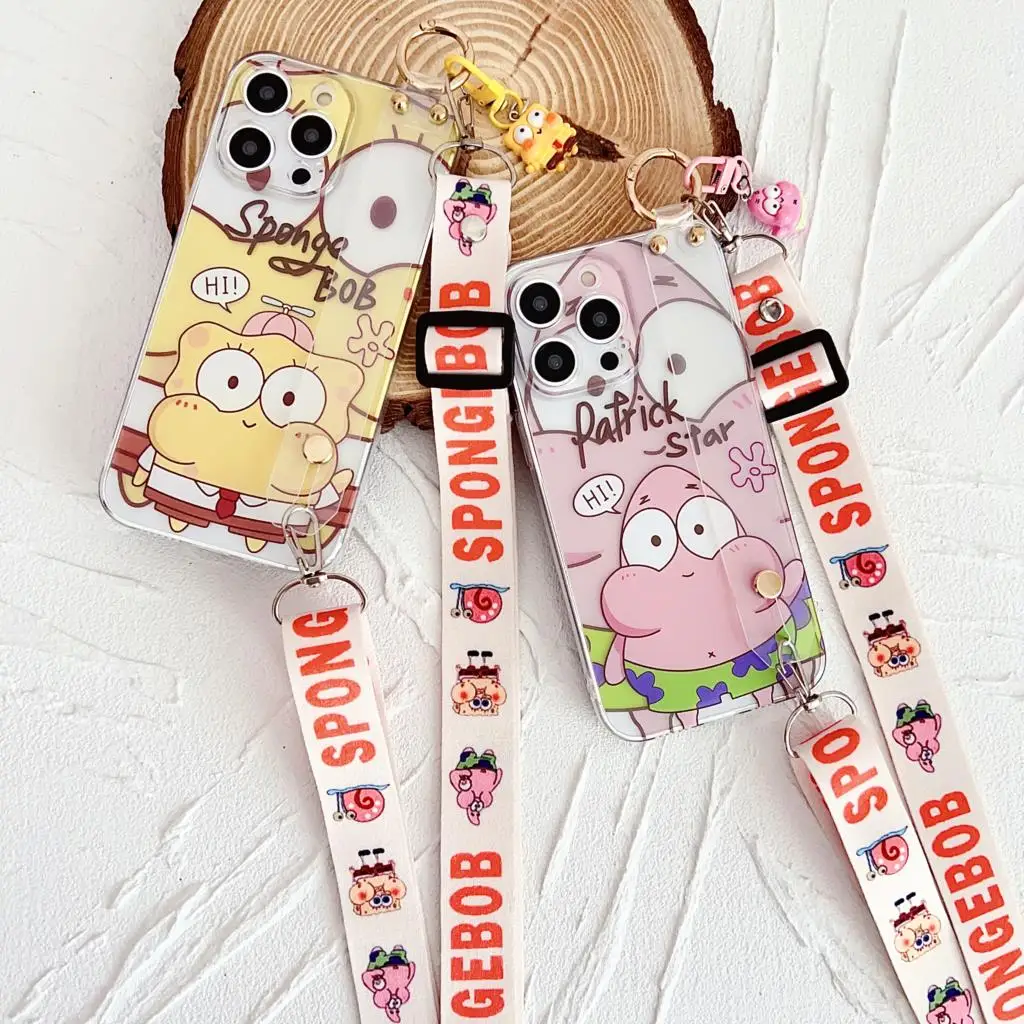 Sponge Patrick For Xiaomi Redmi 8 9 10 11 A Note 7 8 9 10 11 12 S Pro Case Wrist Strap Ornament