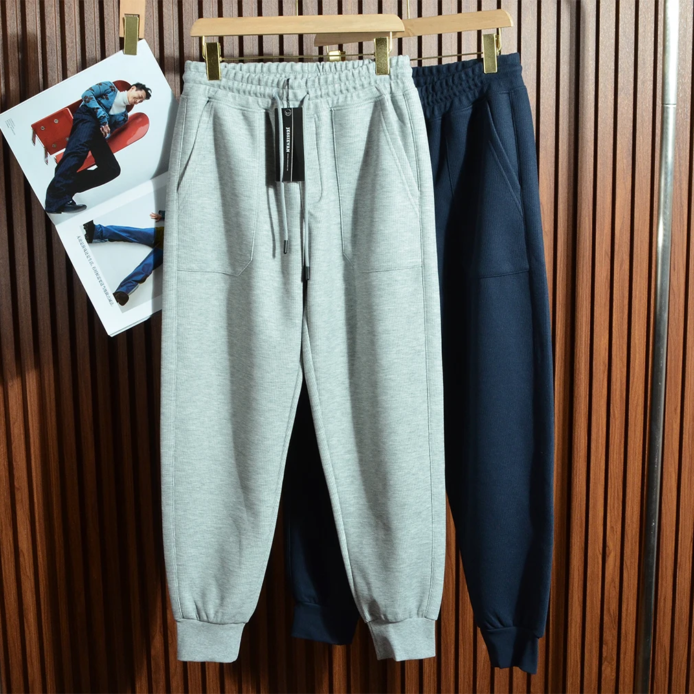 

Удобные мужские повседневные брюки из смесового хлопка, осенняя новинка, однотонные, с манжетами, спортивные штаны для отдыха, ODM Cany Single