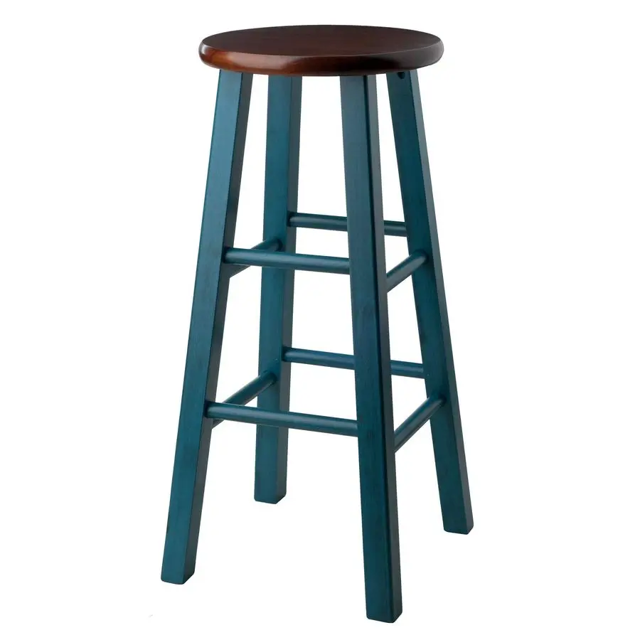 

Wood Ivy Bar Stool, Rustic Teal and Walnut, 29