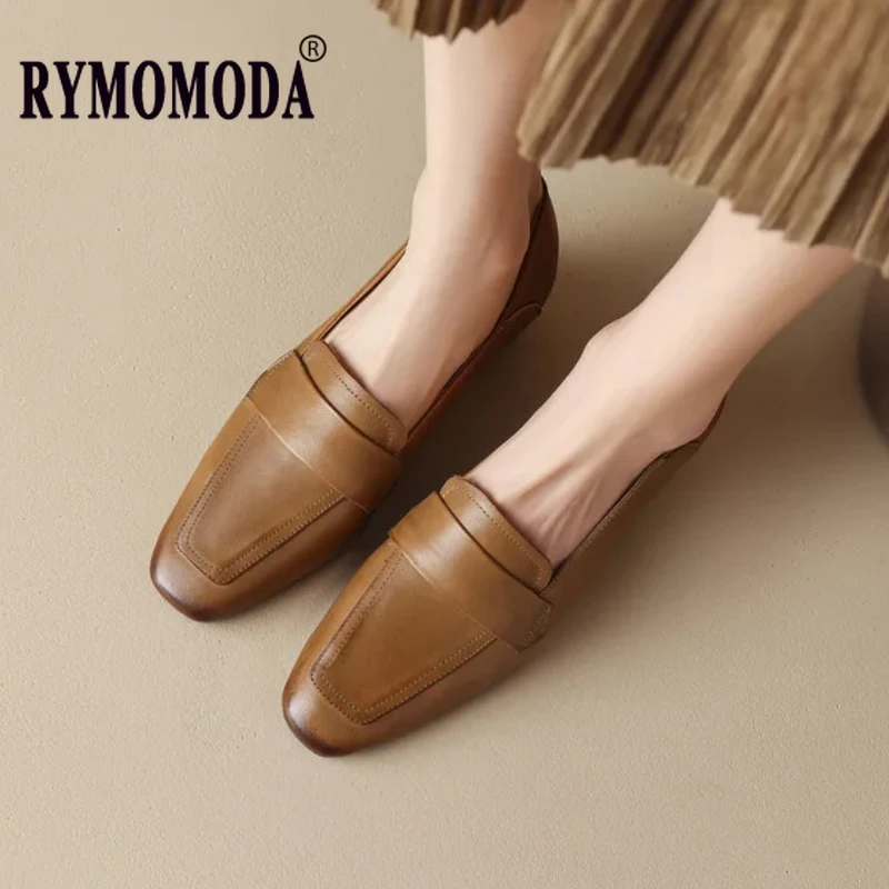 

Elegant Woman Shoes with Low Heels 2025 New Spring All Real Leather Loafers Block Heel Comfortable Breathable OL Shoes for Women