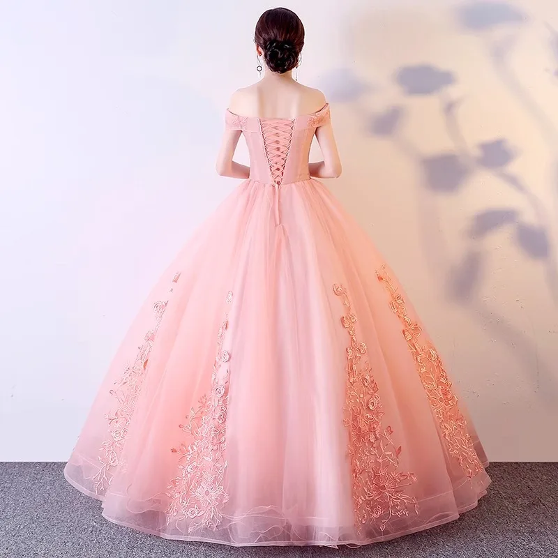 Pink Off the Shoulder Quinceanera Dresses 2024 Lace Appliques Prom Evening Party Gown Sleeveless robes 15 Years