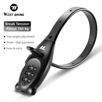 WEST BIKING Portable Bicycle Lock Cable Tie Zinc Alloy Lock Helmet Password Lock Anti-Theft Safety Freely Adjustable Rope Lock