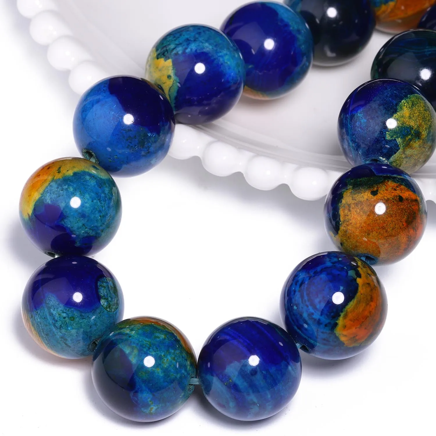 20mm 2pcs/lot Natural Planet Agate Stone Beads Round Galaxy Loose Beading for Diy Charms Bracelet Necklace Jewelry Making