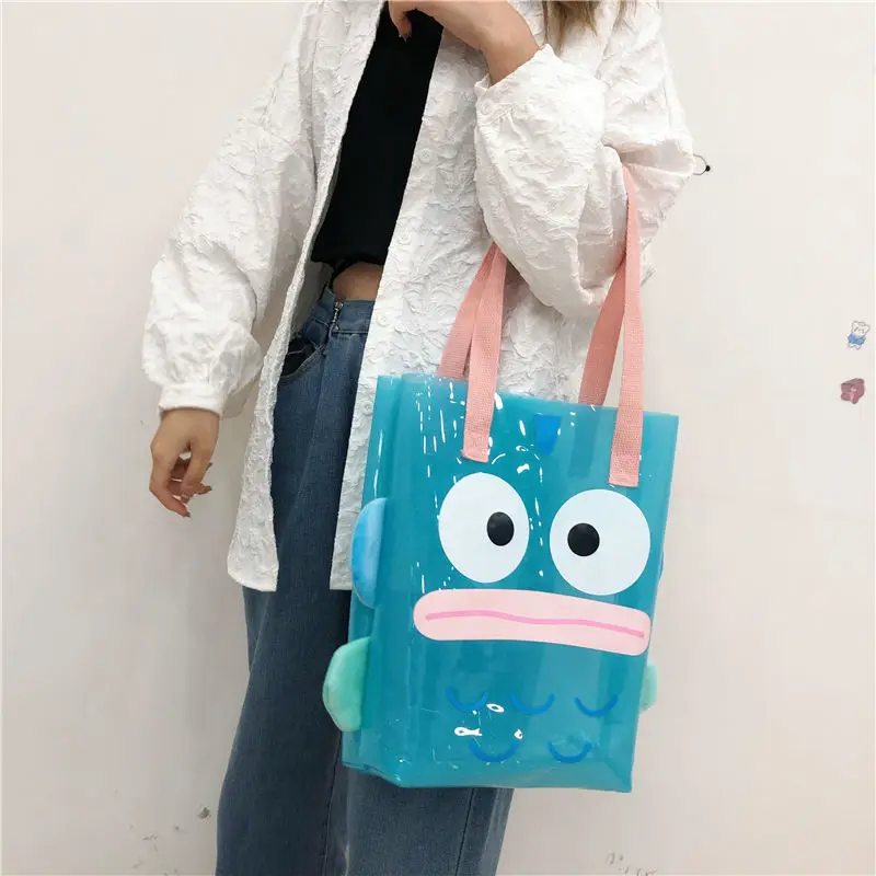 

Japanese Cute Blue Ugly Fish Monster Pvc Transparent Jelly Large Capacity Waterproof Shoulder Bags Women Crossbody Bag for Women