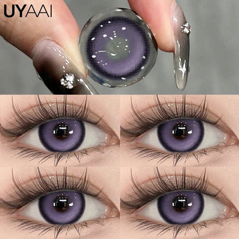 UYAAI 1 Pair Purple Lenses for Eyes Color Contacts Anime Colored Lens Violet Pupils for Woman Y2K Lenses for Natural Eyes