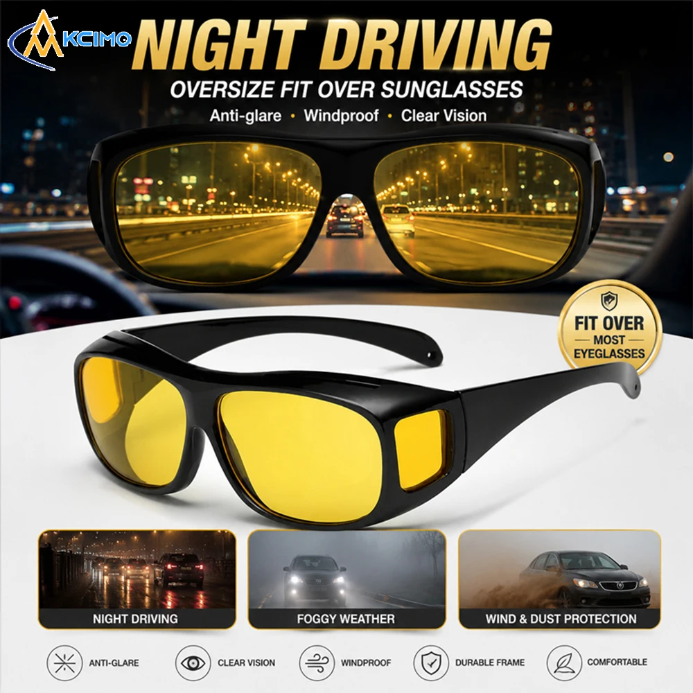 

High Beam Blocking Night Vision Glasses, Fatigue Relief Driving Spectacles, Wind Resistant Sports Eyewear