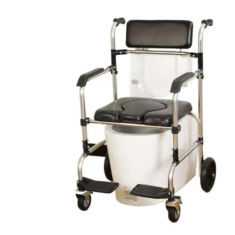 

The elderly toilet chair, pregnant women's bath chair with wheels thickened to promote household foldable mobile toilet