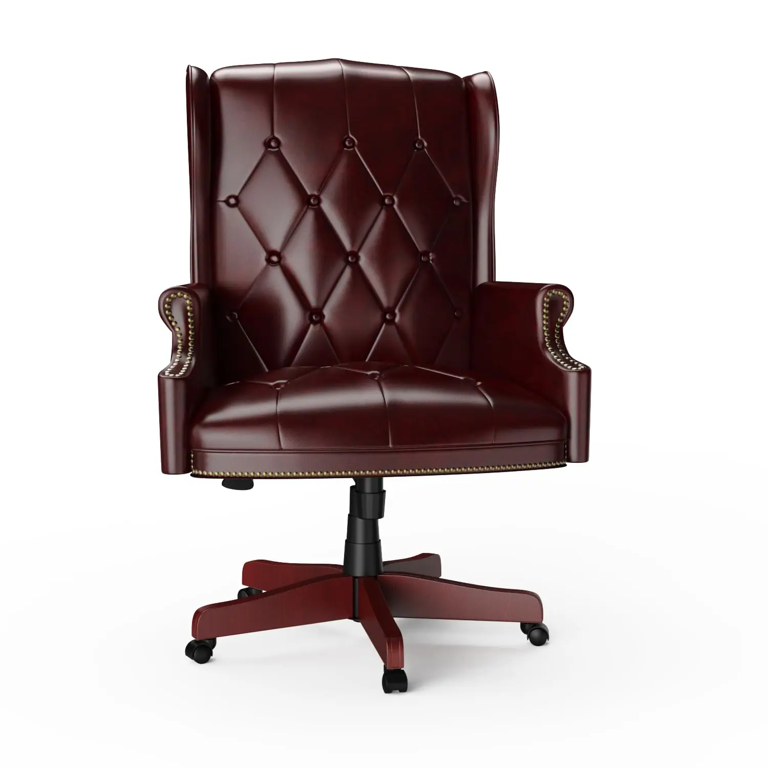 

PU Leather Executive Office Chair - Burgundy, Ergonomic Design High Back Reclining Comfortable Desk Chair, Thick, Customized