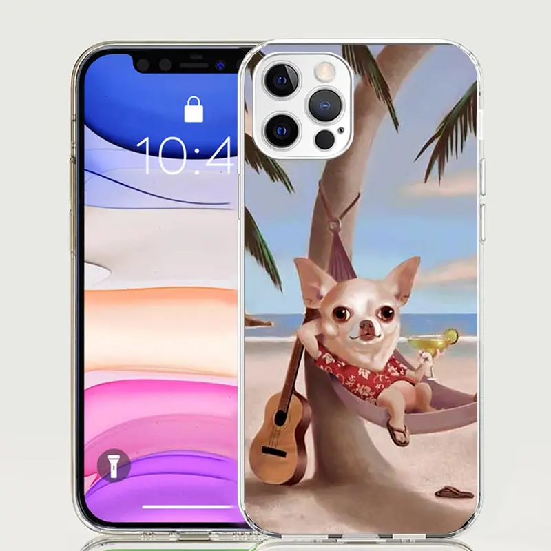 Chihuahua Puppy Teacup Dogs Phone Case For Apple Iphone 11 12 13 Mini 14 15 16 Pro Max 7 Plus X XS XR SE Art Customized Coque Ca