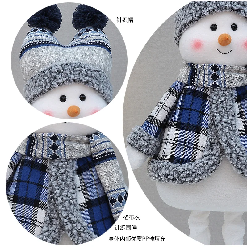 Christmas Decocration for Home 2024 Retractable Toys Happy New Year Gift Xmas Festival Ornament Large Size Blue Snowman Dolls