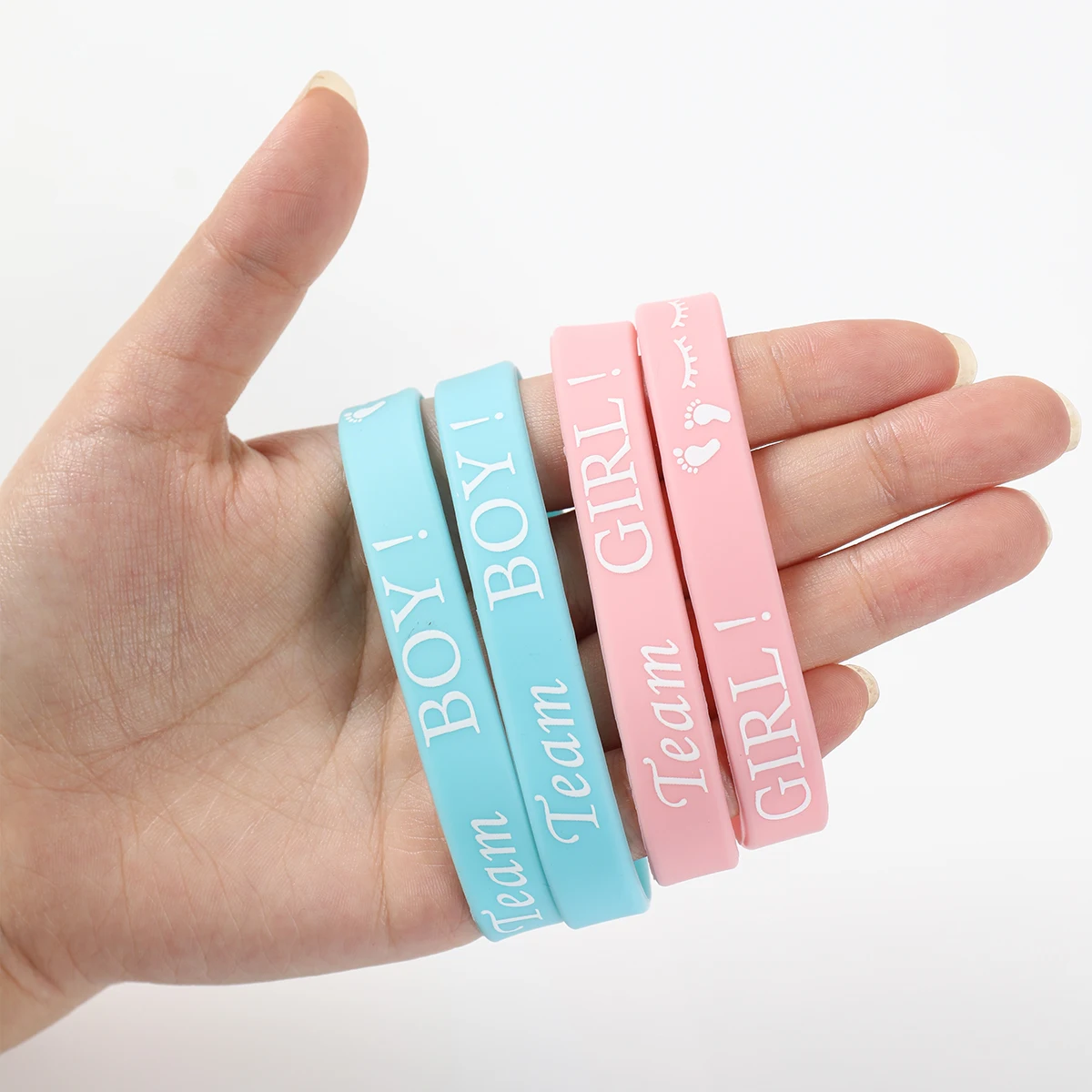 10PCS Boy Or Girl Gender Reveal Party Team Bride Bracelet Wristbands For Team Wendy Welcome Baby Shower Decoration Silicone