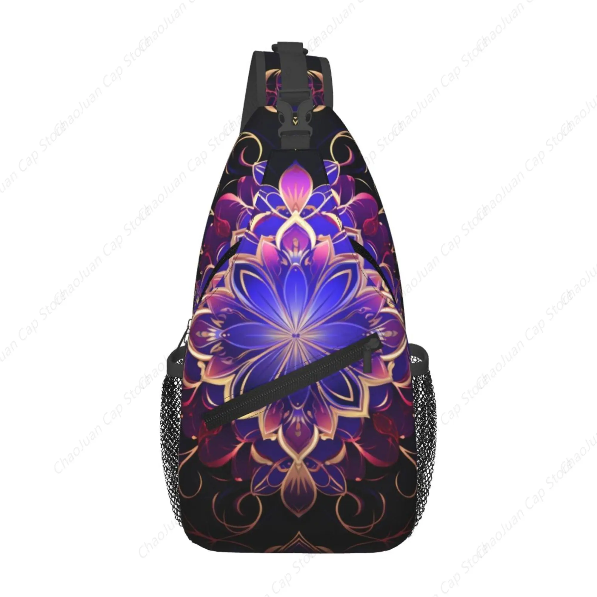 

Colorful Mandala Light Tree Sling Backpack Crossbody Bag, Chest Bag Daypack for Outdoors Hiking Traveling