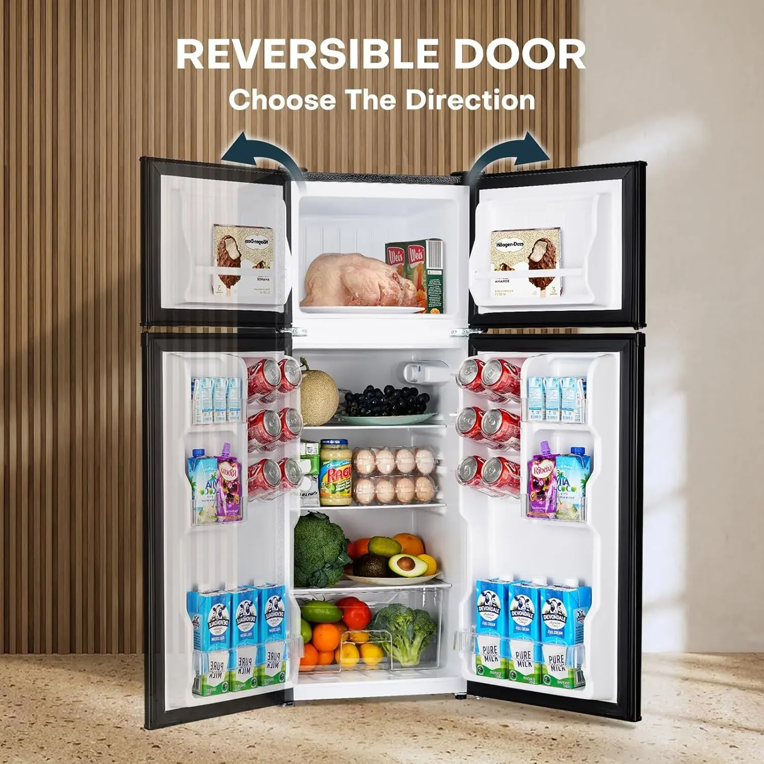 4.0 pies cúbicos. Pequeño refrigerador con congelador, artículos esenciales para el dormitorio, mini refrigerador de doble puerta para oficina, dormitorio, dormitorio, termómetro ajustable