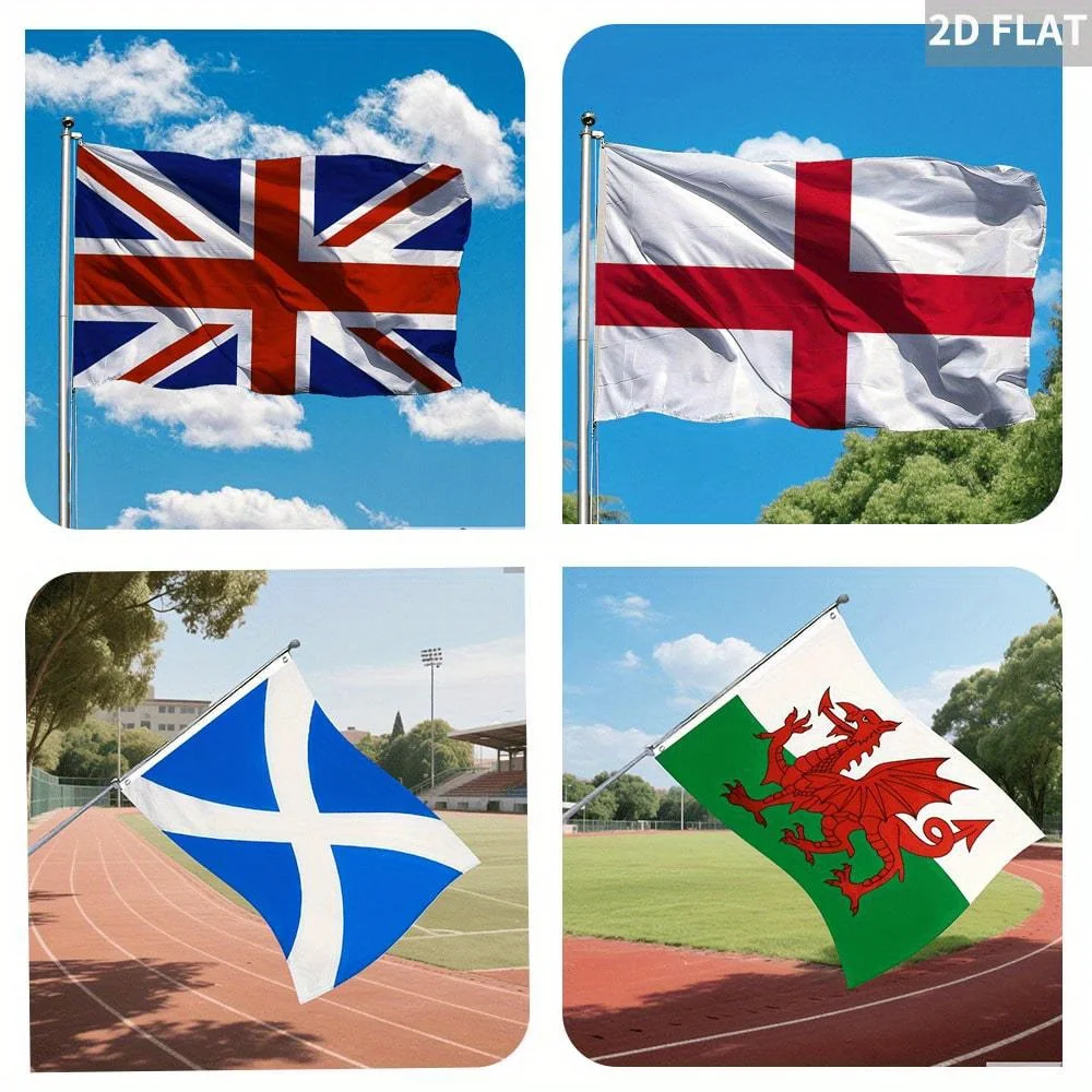 1pc UK National Flag, 60x90cm/90x150cm/120x180cm England Scotland Wales Union Jack Flag, Multiple Choice, Outdoor Yard Decor