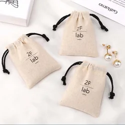 Custom Natural Linen Gift Bags 5x7cm 9x12cm 10x15cm 15x20cm Eco-Friendly Party Favor Sack Jewelry Drawstring Pouch