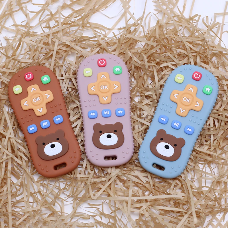 Baby Silicone Teething Toys Bear Silicone Remote Control Shape Teether Kids Sensory Educational Toy for Babies 0-12 Months Gifts