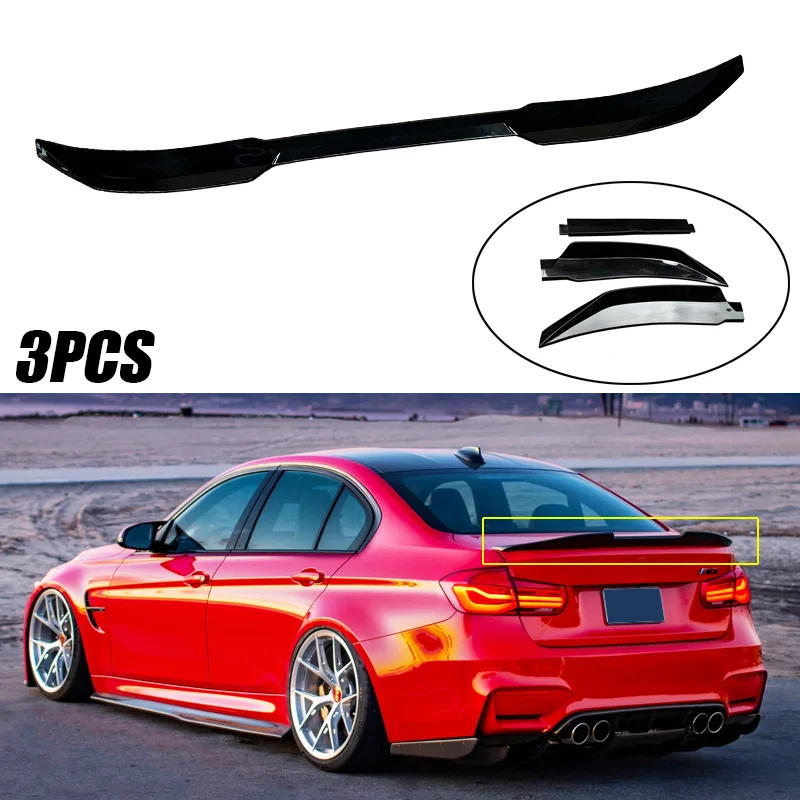 

Аксессуары для BMW 3 серии F30 F80: 3-х секционный спойлер-«утиный хвост» для заднего бампера, глянцевый черный, резиновый, универсальный, 121 см