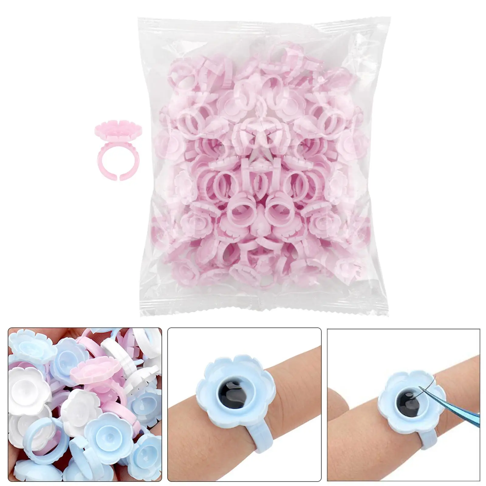 まつげ接着剤リングホルダー調整可能なファンカップ使い捨てブロッサムパッドまつげエクステ学校またはサロン用