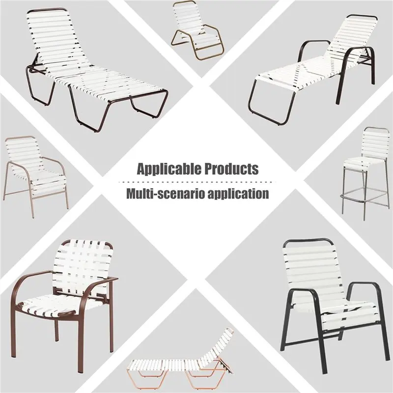 ABFU-4X Vinyl Straps For Patio Chair Repair Kit 2In Wide 20 Ft Long Replacement Straps 80 Rivets White