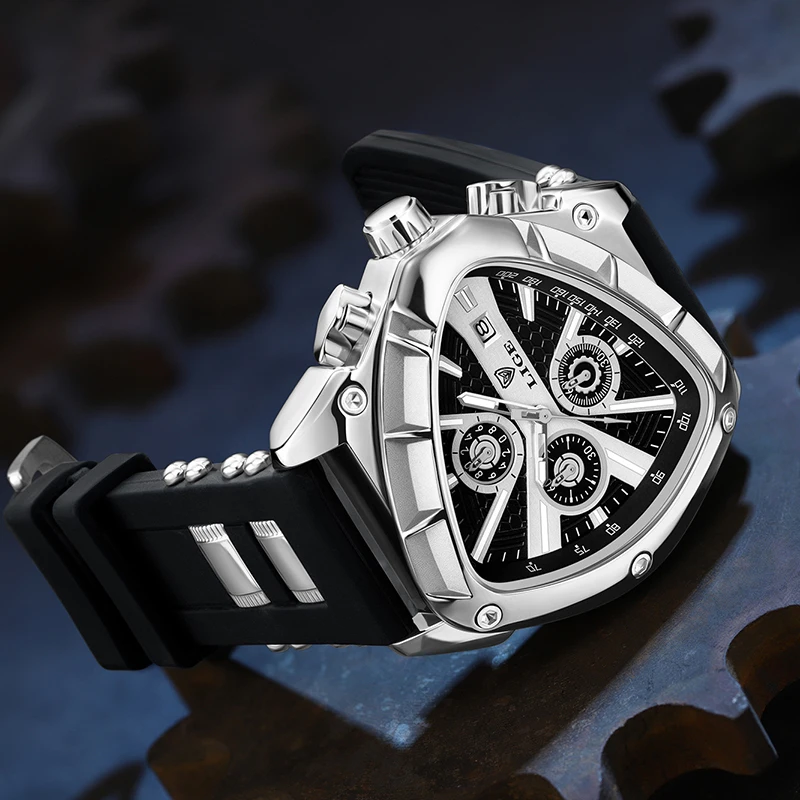 LIGE Men Watch Luxury Business Quartz Watches Silicone Strap Sport Chronograph Men\'s Wristwatch Waterproof Luminous Triangle sh