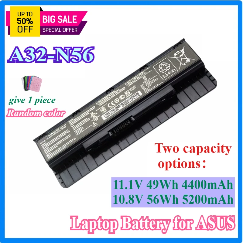 

High-Quality A32-N56 Laptop Battery for ASUS N46 N46V N46VJ N46VM N46VZ N56 N56V N56VJ N56VM N76 N76VZ A31-N56 A33-N56