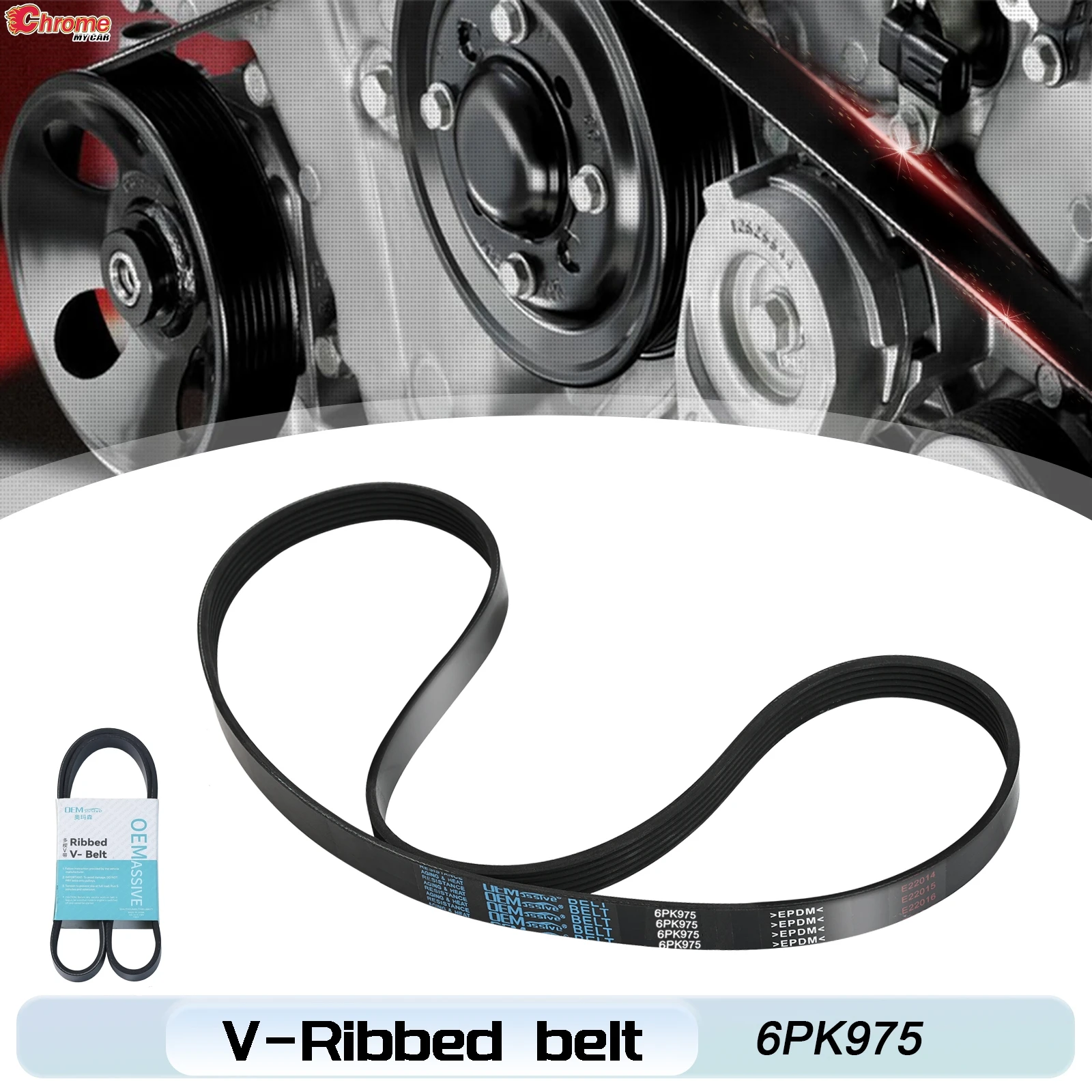 6PK975 V-RIBBED BELT Air Conditioner Belt Multi V Drive Belt For Ford Ecosport Fiesta Focus Transit Kia Mazda Seat Carens Optima