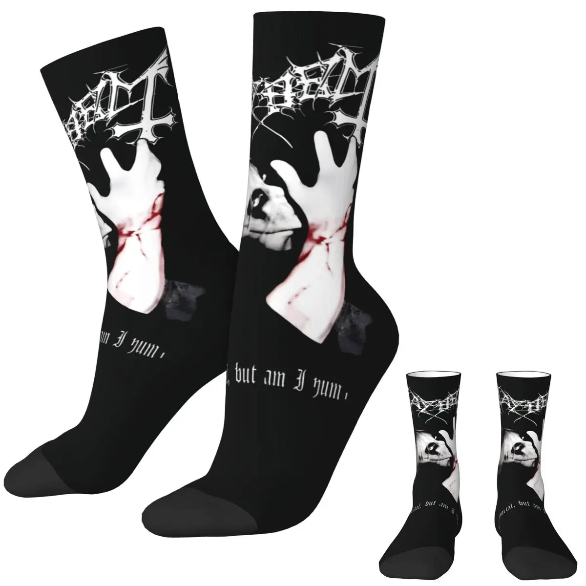 Rapper Mayhem Black Metal Music Socks Funny Stockings Autumn Anti-Slip Men Socks Breathable Design Outdoor Socks