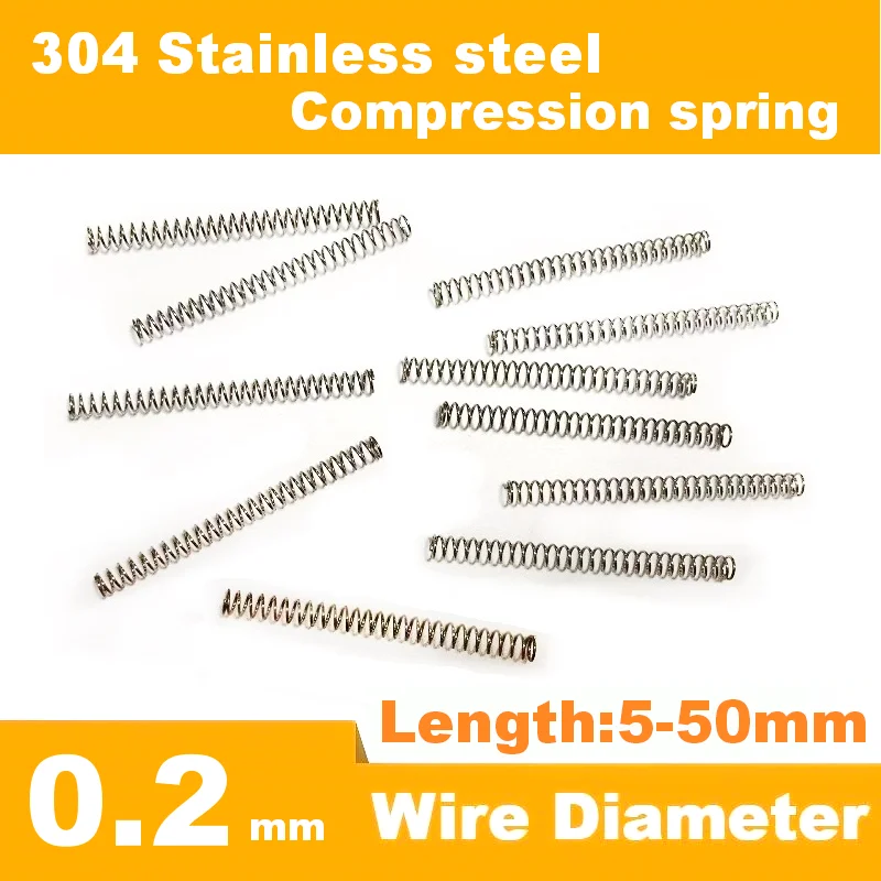 Small Compression Springs Assorted 304 Stainless Steel Return Springs 0.2mm Wire 1.5-4mm OD 5-50mm Long 20 Pcs/Pack Customizable