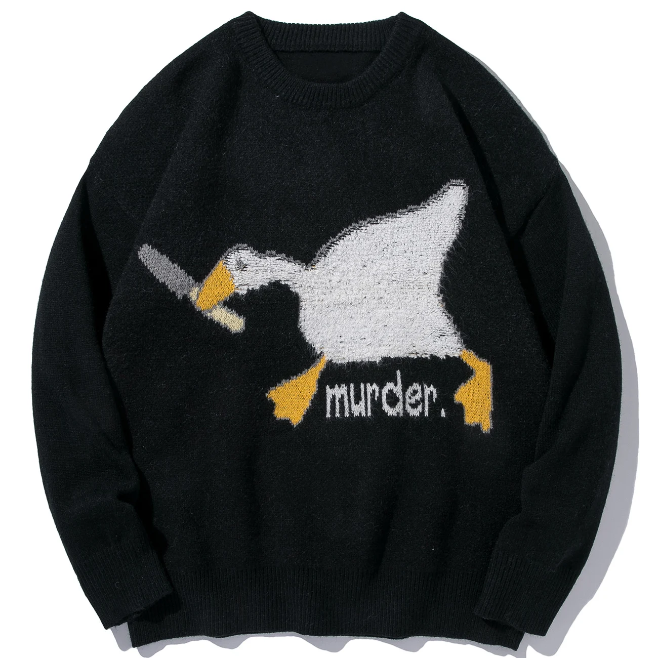 Men Streetwear Sweater Spoof Duck Pattern Knitted Sweater 2021 Autumn Fashion Harajuku Cotton Casual Pullover Sweater Tops