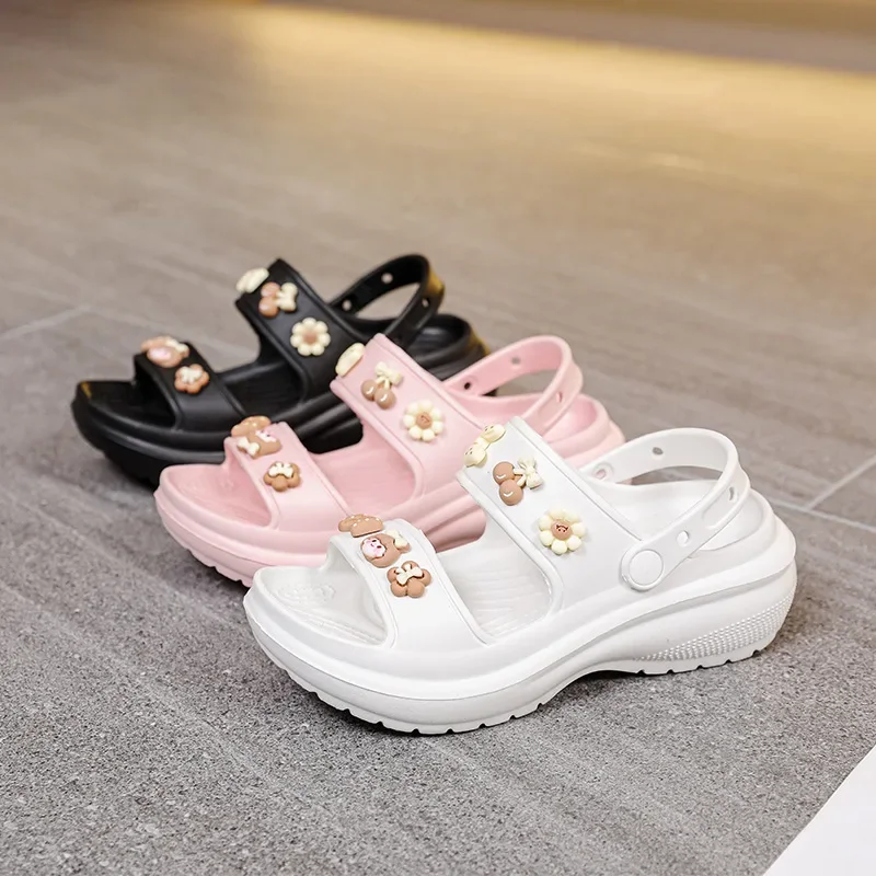 Women Fashion Clogs 2024 New Arrvial Outdoor Comfortable Slippers 6cm Thick Sole High Quality Summer  Casual Sandals For Girls