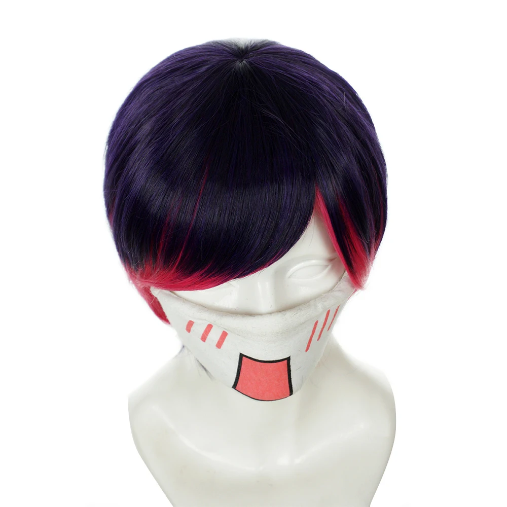 Brdwn Yuri Kuma Arashi Womens Ginko Yurishiro 35cm/13.8" Short Purple Red Straight Cosplay Wigs view 3