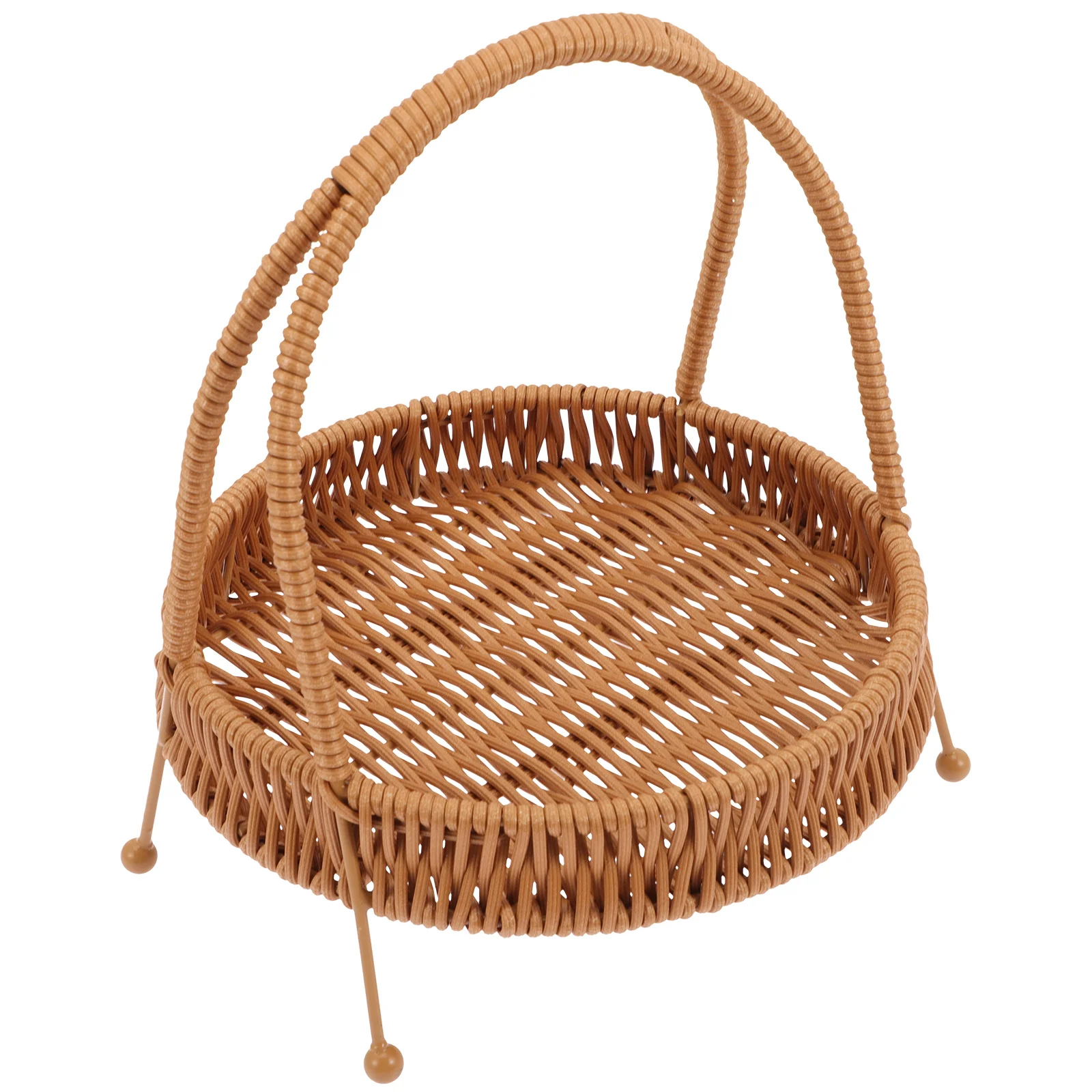 

Elegant Imitation Rattan Dessert Serving Tray for Home Coffee Shop Snack Storage Holder Refreshment Plate Wicker Basket