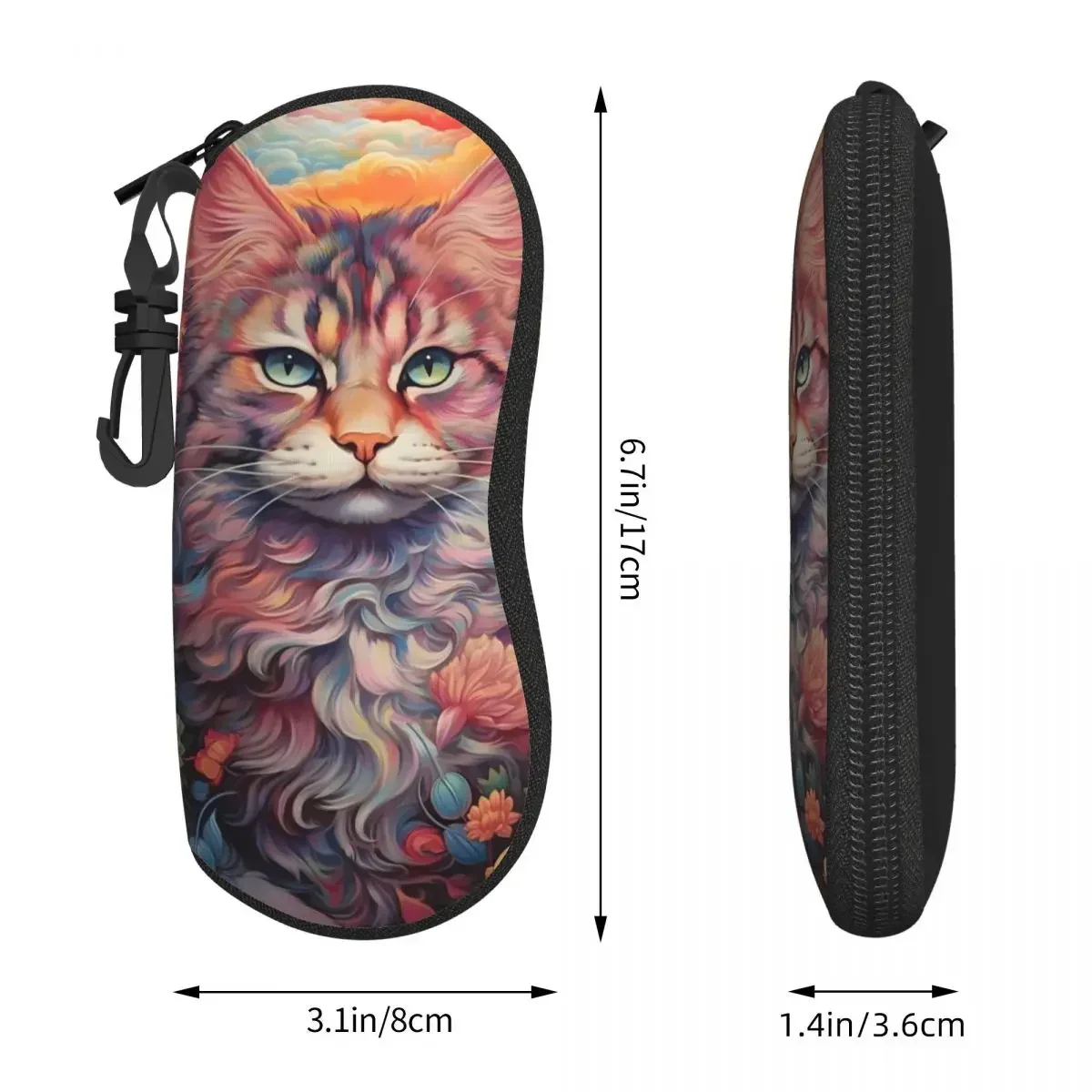 Cat Clouds Psychedelic Glasses Case Flower Travel Sunglasses Pouch Male Female Fashion Eyewear Box Original Eyeglass Protector